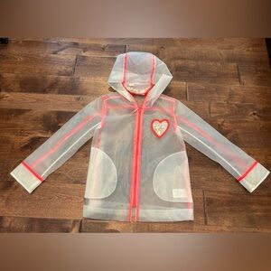 Adorable Clear Hooded Rain Jacket with neon accents